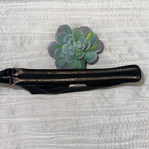kate spade Black Gold Double Compartment Zip Nylon Clutch